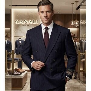 VTG Canali Milano  Barneys New York DB Suit Jacket Virgin Wool Navy  44R